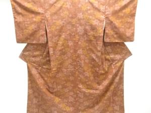 アンティーク　楓模様織り出し十日町紬着物